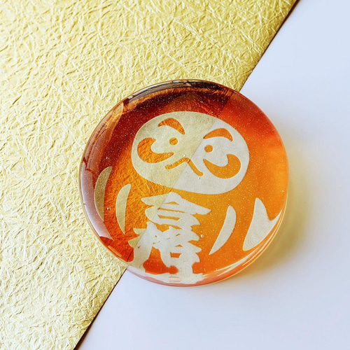 必勝！祈願！だるま ガラス製ペーパーウェイト 専用スタンド付き