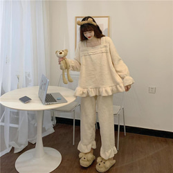 韓国ファッション　可愛いモコモコパジャマ  冬新作 -9106 5枚目の画像