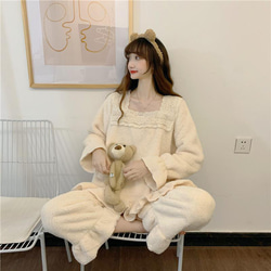 韓国ファッション　可愛いモコモコパジャマ  冬新作 -9106 6枚目の画像