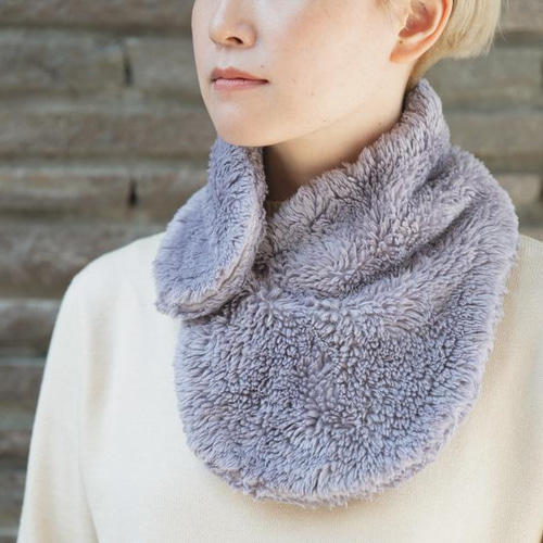 Organiccotton Fur 丸襟アシンメトリーネックウォーマー【ボタニカル