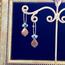 14kgf ゴールドシラームーンストーンのフープピアス 7枚目の画像