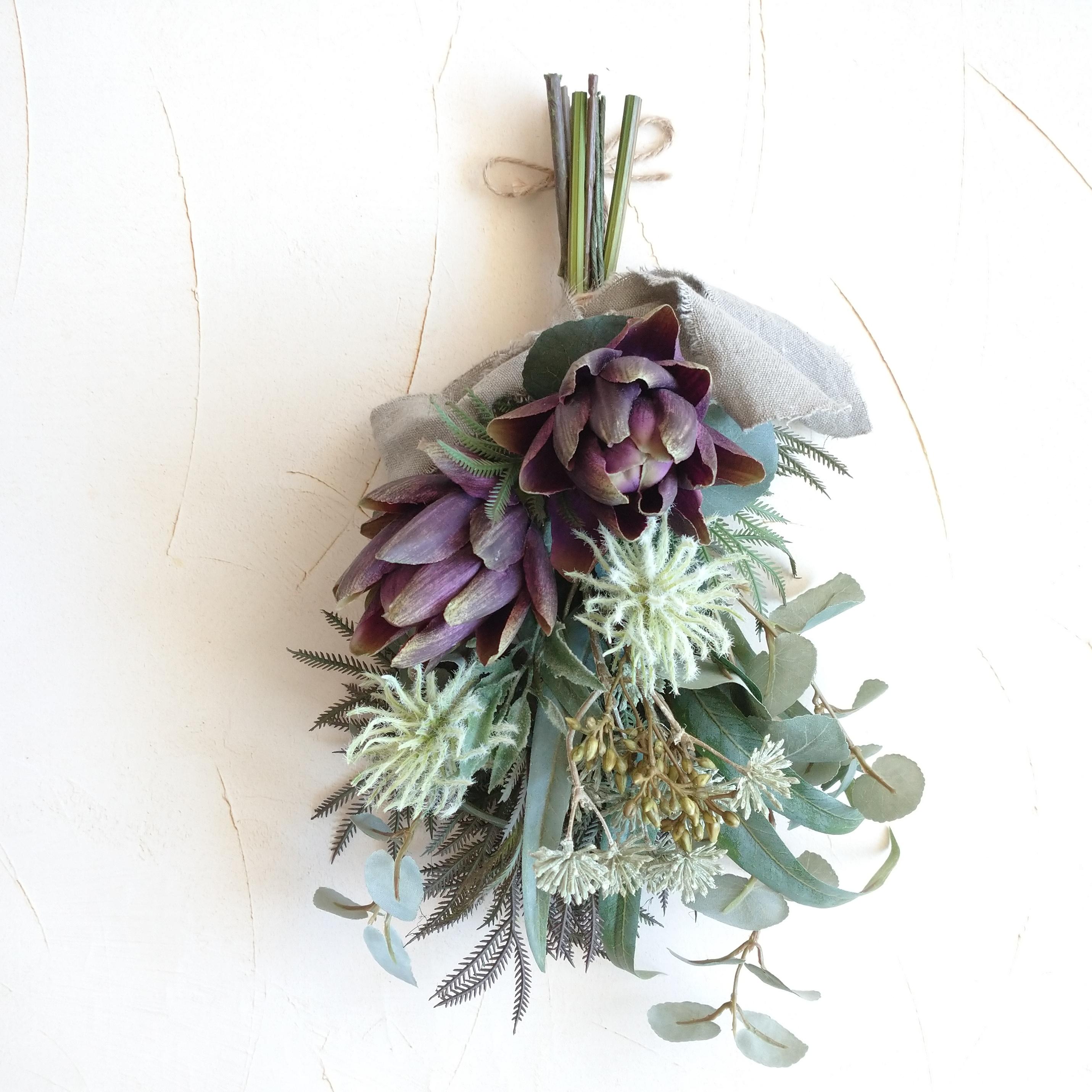 【再販】ワイルドフラワーとユーカリのボタニカルスワッグ ナチュラルグリーン