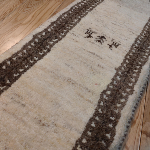 115x47cm ペルシャギャッベ ランナー (ギャベ) ペルシャ絨毯 ギャッベ ペルシャ絨毯 ギャッベ ミニランナー 116x42 アイボリー グレー こげ茶