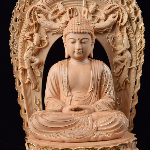 釈迦牟尼 釈迦如来 本金 切金 木彫仏像 仏教美術 仏教工芸品