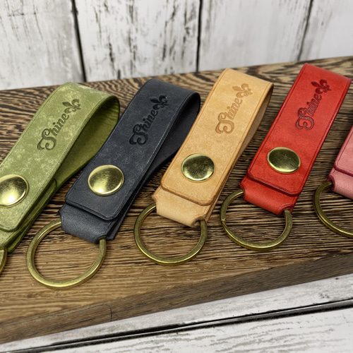 イタリアンレザー ベルトループキーホルダー（真鍮金具使用