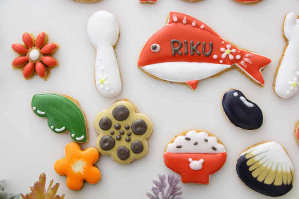 100日祝い　【アイシングクッキー】　お食い初め　お食い初め膳　手土産　オーダー　通販　セット 5枚目の画像