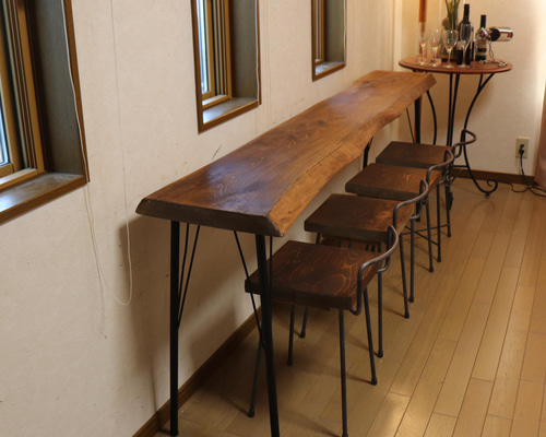 w2045一枚板 ヒノキ カウンターテーブル カフェ cafe 店舗什器