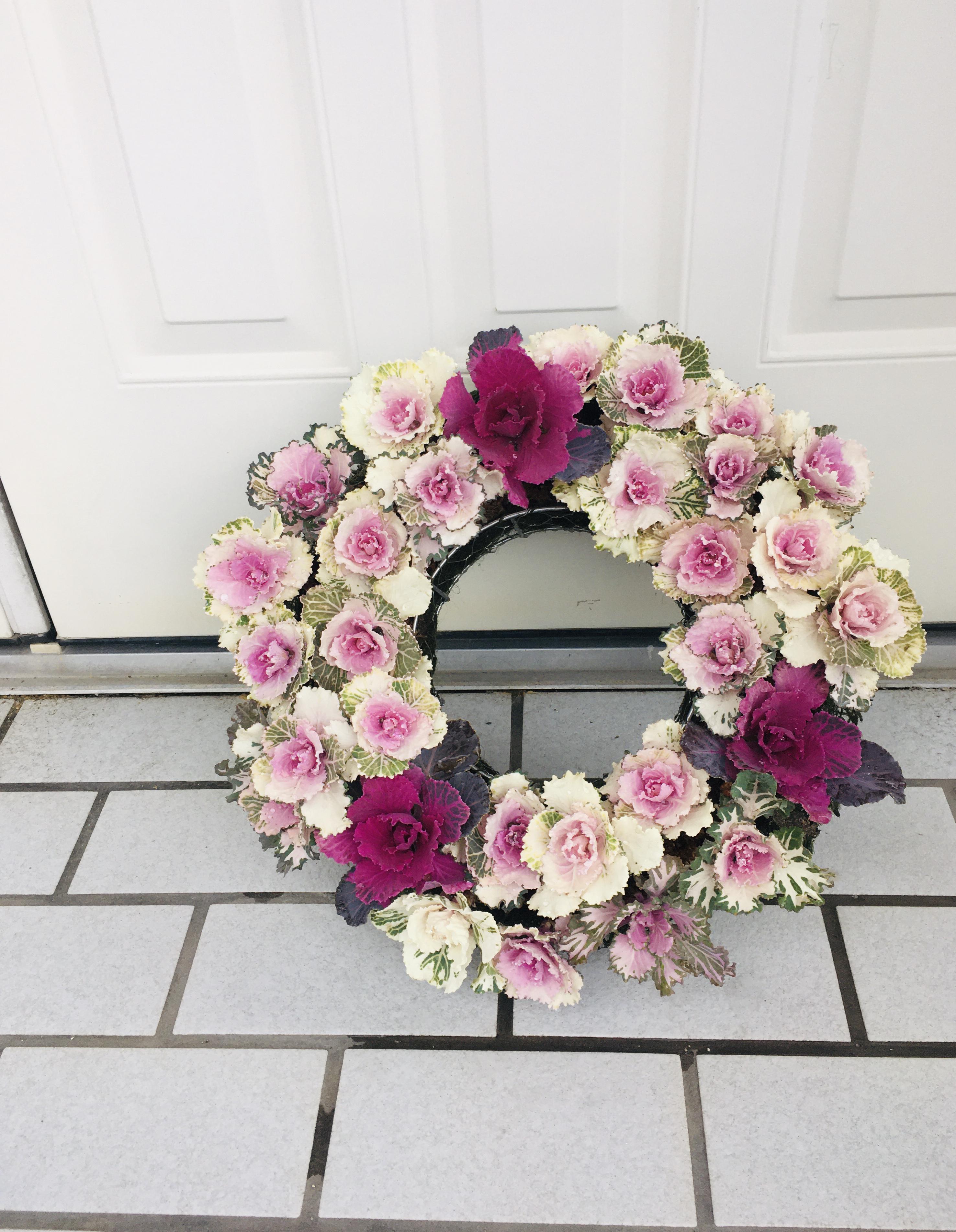 かわいい葉牡丹リース