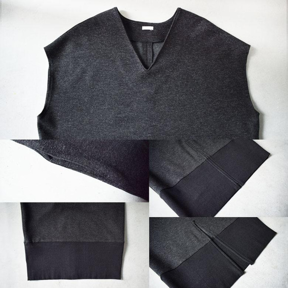 裾リブ半袖Vネックロングワンピース（ストレッチポンチ）：黒［OP19HSBK］ 8枚目の画像