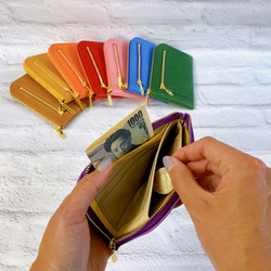 イタリアンレザー  薄くて軽いコンパクトな財布  10枚カードポケット  maine  ラベンダー 4枚目の画像