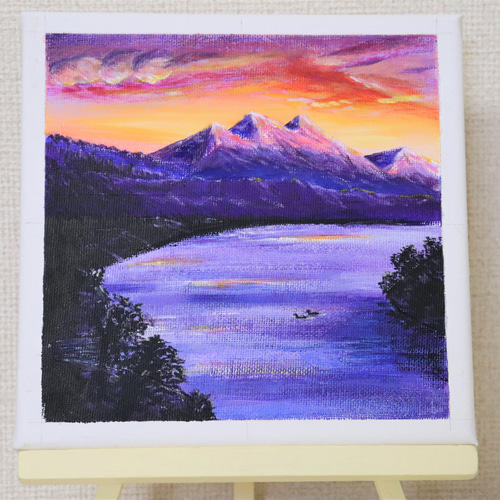 風水絵画 吉祥 日の出 赤富士〜煌き雲海〜油彩 F0 富士山 金