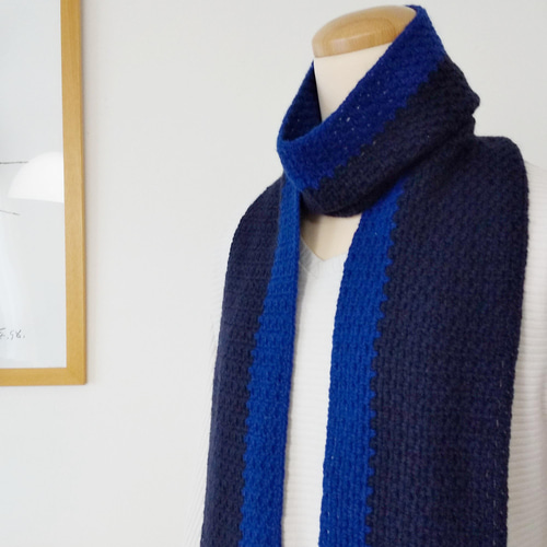 手編みマフラー ⑲ ふわり 手編みのマフラー 上質素材 柔らか 空気を含む糸 男女兼用 ペア