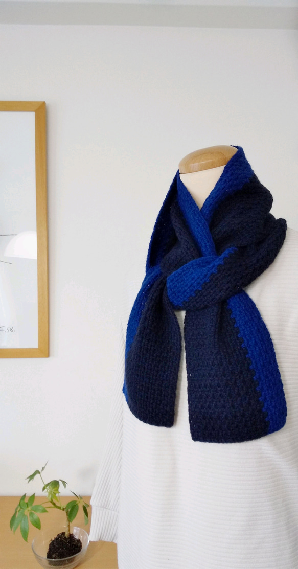 ふわり 手編みのマフラー　　上質素材　柔らか　空気を含む糸　男女兼用　ペア　メンズ 2枚目の画像