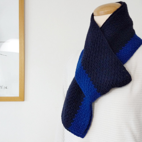 ふわり 手編みのマフラー 上質素材 柔らか 空気を含む糸 男女兼用 ペア