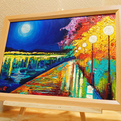 油絵 絵画 【湖のライトアップ】 絵画 HR 通販 13157729