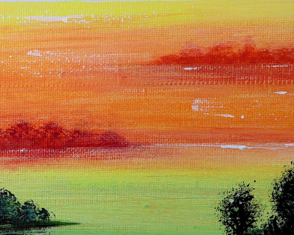 原画★幸せな風景★アクリル画･キャンバス 夕焼け ラグーン 夕暮れ時 Mood-Art 5枚目の画像