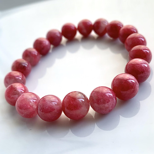 濃いピンク色☆希少石☆ロードナイトシリカのブレスレット☆10.5-11.0
