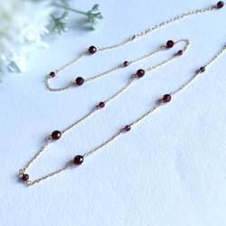 14kgf Station Necklace Garnet モザンビークガーネットのステーションネックレス　柘榴石 12枚目の画像