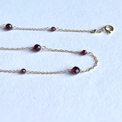 14kgf Station Necklace Garnet モザンビークガーネットのステーションネックレス　柘榴石 16枚目の画像