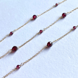 14kgf Station Necklace Garnet モザンビークガーネットのステーションネックレス　柘榴石 3枚目の画像