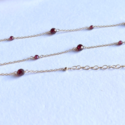 14kgf Station Necklace Garnet モザンビークガーネットのステーションネックレス　柘榴石 19枚目の画像