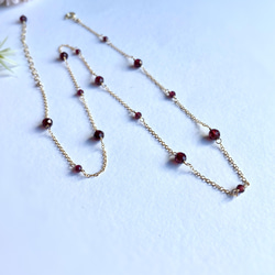 14kgf Station Necklace Garnet モザンビークガーネットのステーションネックレス　柘榴石 11枚目の画像