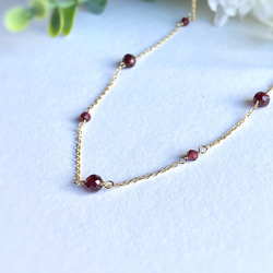 14kgf Station Necklace Garnet モザンビークガーネットのステーションネックレス　柘榴石 14枚目の画像