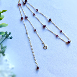 14kgf Station Necklace Garnet モザンビークガーネットのステーションネックレス　柘榴石 5枚目の画像