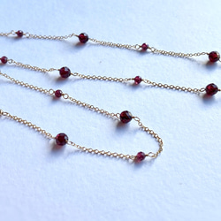 14kgf Station Necklace Garnet モザンビークガーネットのステーションネックレス　柘榴石 4枚目の画像