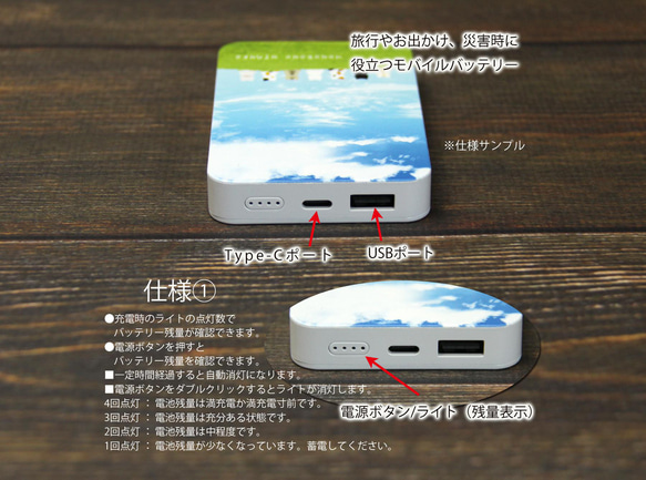 モバイルバッテリー5000mAh（蓄電用コード付き）【うちの子の写真で作るモバイルバッテリーシリーズⅤ】（名入れ可） 5枚目の画像