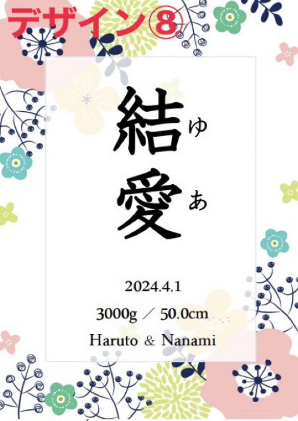 【命名書】ボタニカル9種類♡ニューボーンフォトお七夜 9枚目の画像