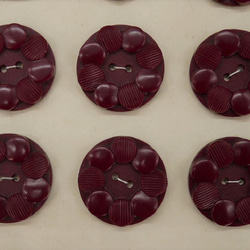 フランスアンティークプラスチックボタン（フラワーシェイプボルドーLL） 2個セット 3枚目の画像