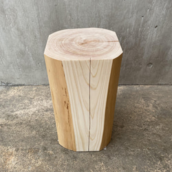 ヒノキの切り株の置物 (４面カット太鼓挽き) スツール 丸太椅子  オブジェ フラワーディスプレイ サイドテーブル 16枚目の画像