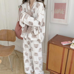 韓国ファッション　可愛いくまもこもこパジャマ  冬新作 -9108 8枚目の画像
