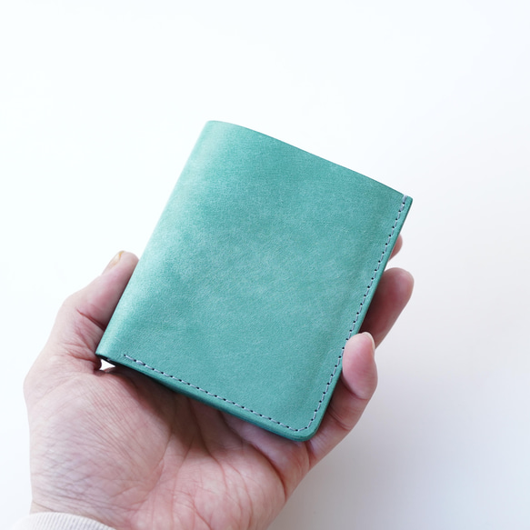 COMPACT Wallet Italianleather purburo「Acqua」MADE TO ORDER 第7張的照片