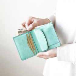 COMPACT Wallet Italianleather purburo「Acqua」MADE TO ORDER 第4張的照片