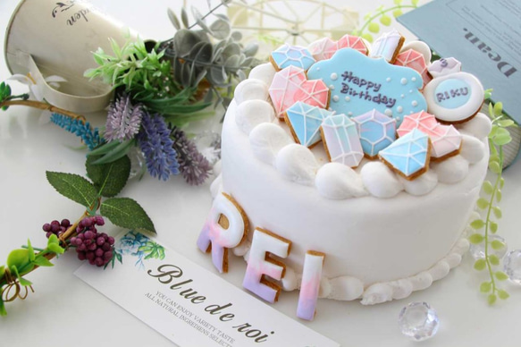 宝石　【アイシングクッキー】　女の子向け　かわいい　きれい　ピンク　誕生日　ダイヤモンド　オーダー　通販 10枚目の画像