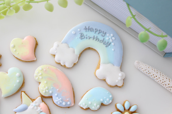 ユニコーン　【アイシングクッキー】　女の子向け　誕生日　カラフル　虹　オーダー　通販　人気　インスタ映え 5枚目の画像