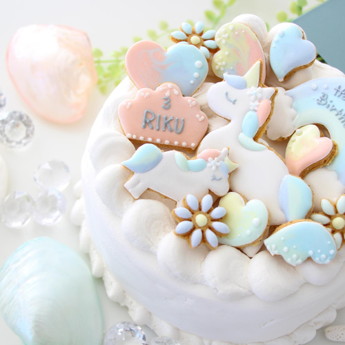 ユニコーン 【アイシングクッキー】 女の子向け 誕生日 カラフル 虹 