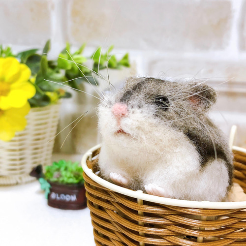 371 ファイティングポーズ ハムスター◇羊毛フェルト ぐでーん