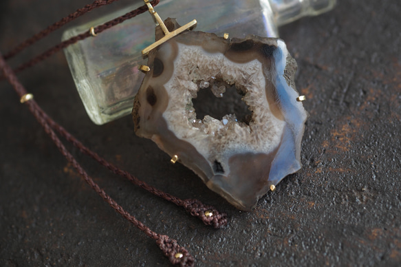 agate geode brass necklace (as is) 4枚目の画像