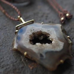 agate geode brass necklace (as is) 7枚目の画像