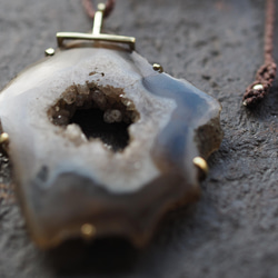 agate geode brass necklace (as is) 5枚目の画像