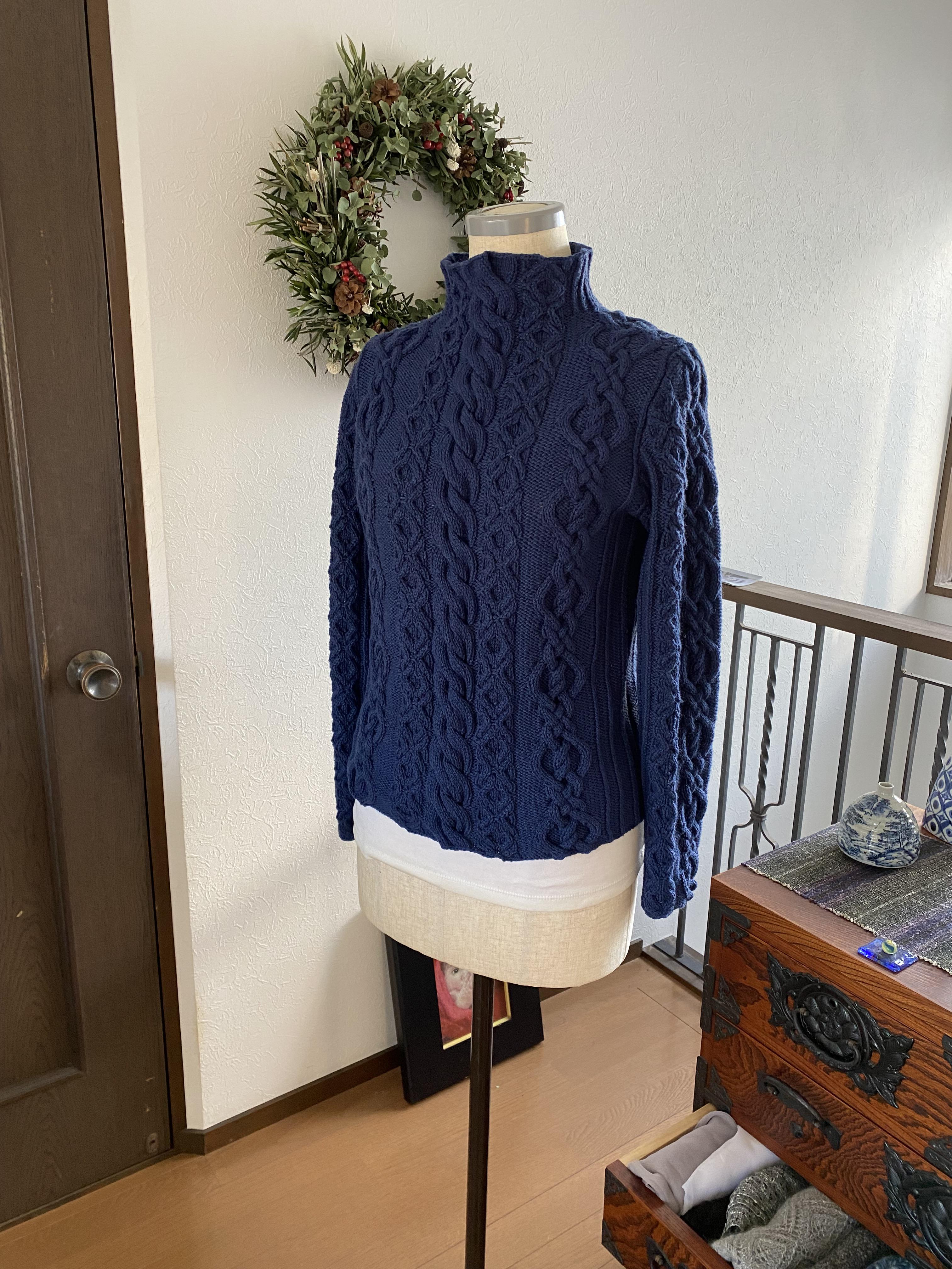 再出品　カシミヤ100％　アラン模様セーター