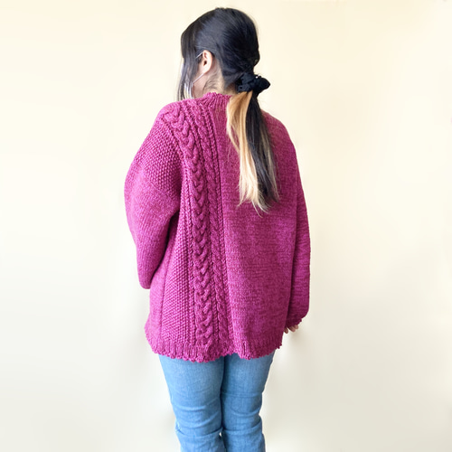 150色＊推し色で作るざっくり編みのアシンメトリーケーブルニット  