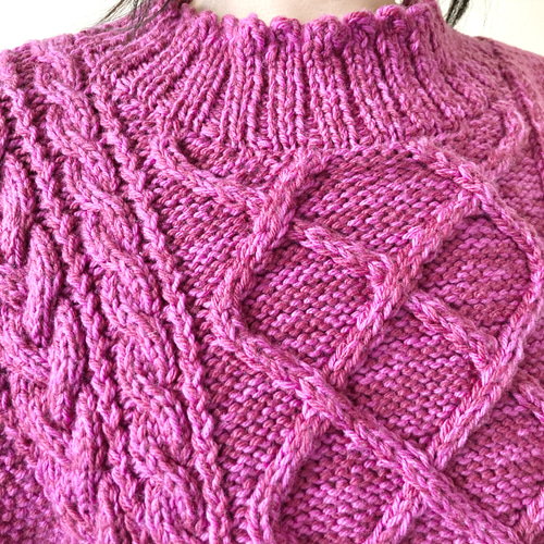 150色＊推し色で作るざっくり編みのアシンメトリーケーブルニット  