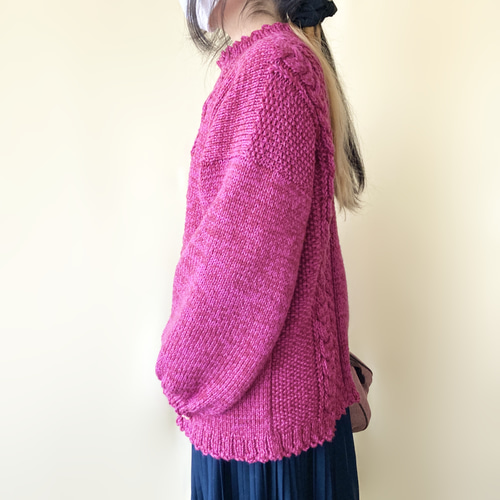 3440【希少人気・美品】カラー アシンメトリー ケーブルニット セーター 3440【希少人気・美品】カラー アシンメトリー ケーブルニット