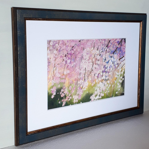 cherry　水彩画　アクリル画　原画 水彩画原画 枝垂れ桜・角館 3月朝日カルチャー風景画コース 角館
