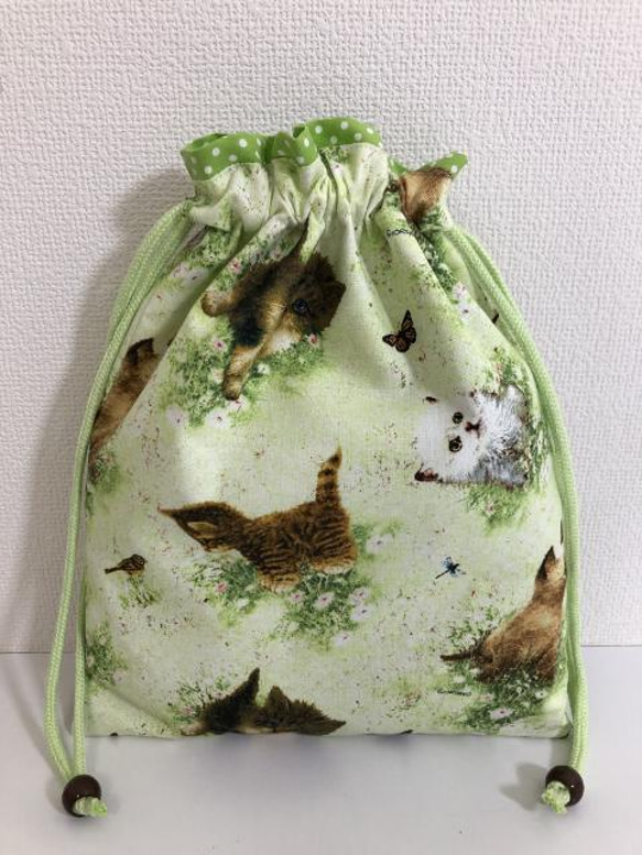 猫 インポート  デザイナーズ  巾着  28cm×23cm　仔猫 7枚目の画像