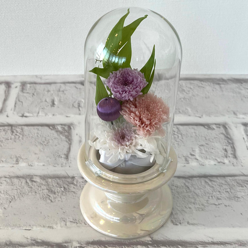 仏花 ガラスドーム（菊） ベット用にも creema限定 プリザーブド